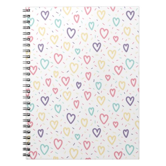 Cahier à spirale Cœurs colorés mignons (Devant)