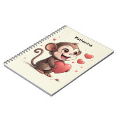 Cahier à spirale Cœurs rouges singe mignon (Côté gauche)