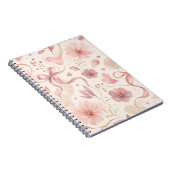 Cahier à spirale Coquette Rose Fleurs et Ruban (Côté Droit)
