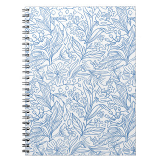 Cahier à spirale d'art botanique bleu