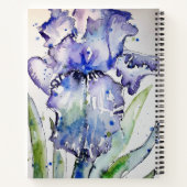Cahier à spirale d'art floral aquarelle Iris bleu (Dos)