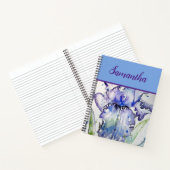 Cahier à spirale d'art floral aquarelle Iris bleu (Intérieur)