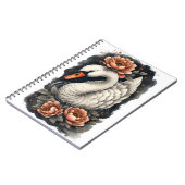 Cahier à spirale d'art floral "Cygne Corail" (Côté gauche)