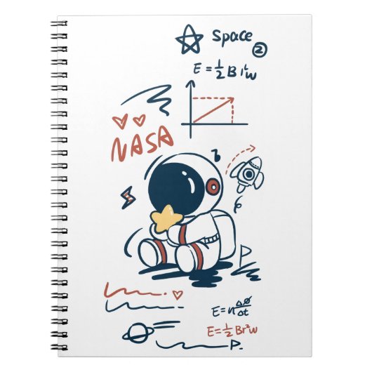 Cahier à spirale de dessin animé d'astronaute mign (Devant)