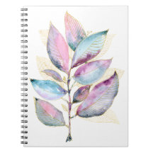 Cahier à spirale de feuilles botaniques à l'aquare