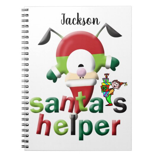 Cahier à spirale de Noël Assistant du Père Noël (Devant)