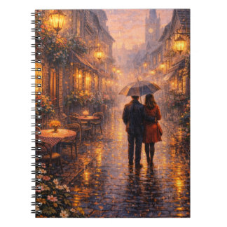 Cahier à spirale de Paris romantique sous la pluie