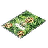Cahier à spirale de photo de dinosaure avec nom pe (Côté gauche)