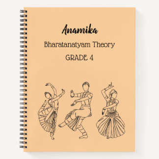 Cahier à spirale de théorie de danse bharatanatyam