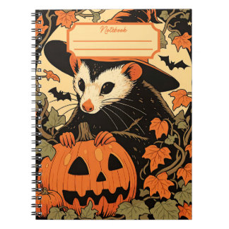 Cahier à spirale d'Halloween sur les opossums