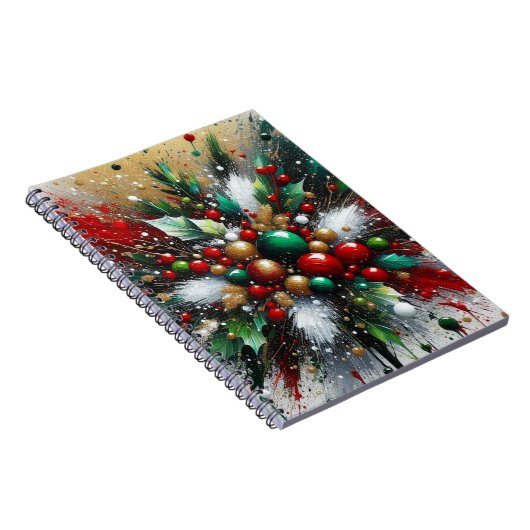 Cahier à spirale éclaboussures de Noël / Éclats bl (Côté Droit)