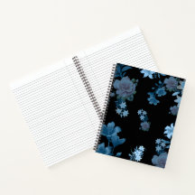 Cahier à spirale élégant à motif floral sarcelle