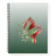 Cahier à spirale élégant rouge et vert