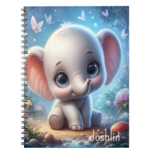 Cahier à spirale éléphant blanc bébé mignon