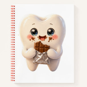 Cahier à spirale en chocolat mangeant des dents mi
