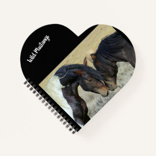 Cahier à spirale en forme de cœur avec chevaux Mus