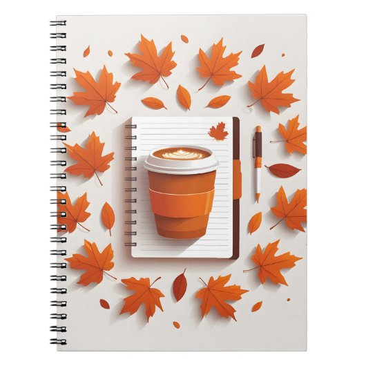 Cahier à spirale Feuilles d'automne & Café (Devant)