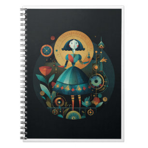 Cahier à spirale Fille à l'horlogerie vintage