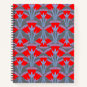 Cahier à spirale fleur de clochette rouge