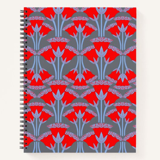 Cahier à spirale fleur de clochette rouge (Devant)