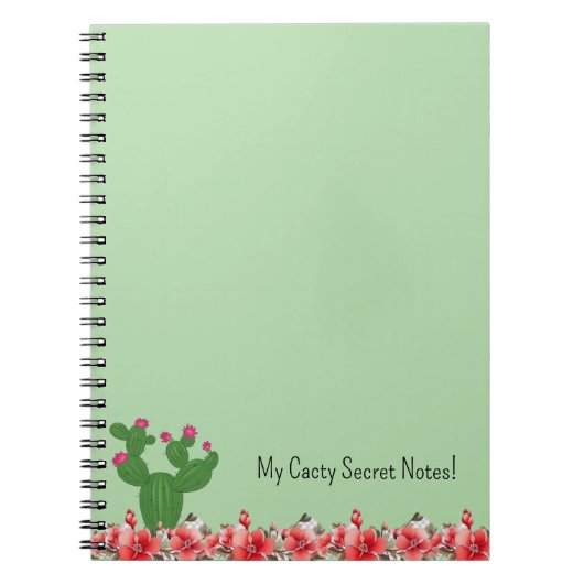 Cahier à spirale Fleurs orange de cactus vert (Devant)