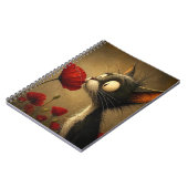 Cahier à spirale floral fleurs chat noir et blanc (Côté gauche)