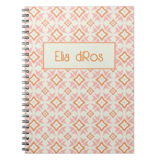 Cahier à spirale floral rose blush géométrique