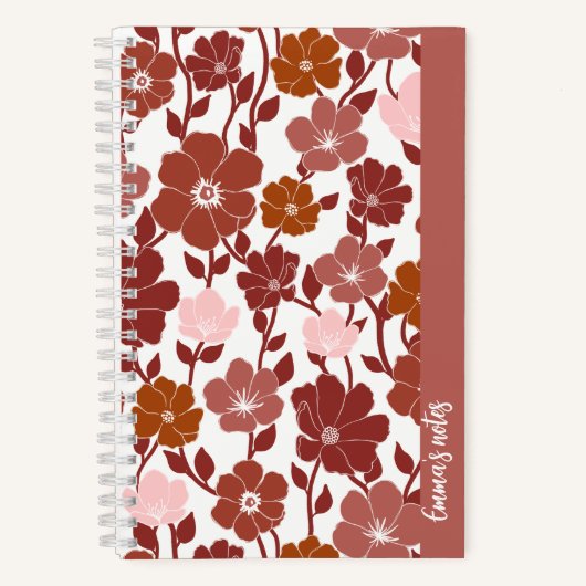 Cahier à spirale floral rose et orange | journal (Recto)