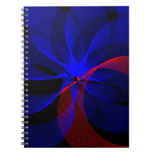 Cahier à spirale géométrique à accent bleu rotatif