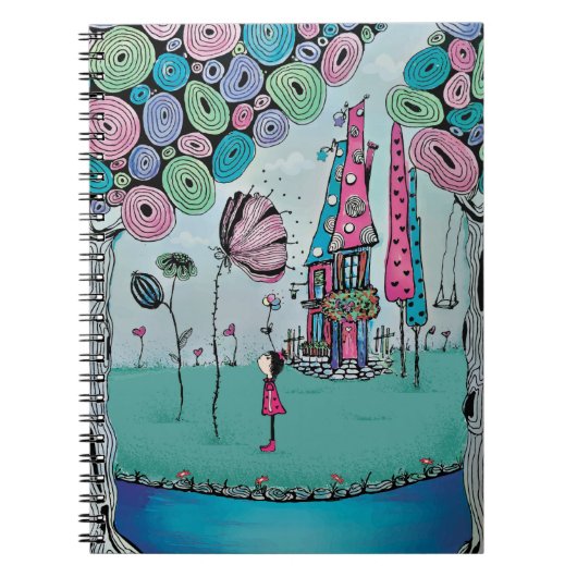Cahier à spirale illustré de fille fantaisiste (Devant)