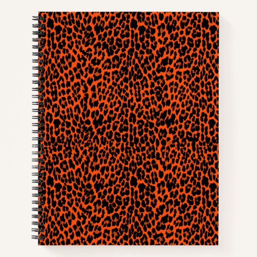 Cahier à spirale imprimé peau de léopard orange (Devant)