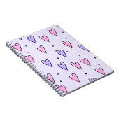 Cahier à spirale joli couleur violet rose coeurs (Côté Droit)