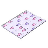 Cahier à spirale joli couleur violet rose coeurs (Côté gauche)