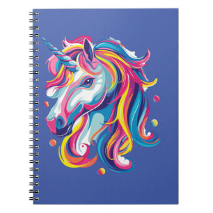 Cahier à spirale licorne magique d'art pop coloré