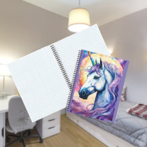 Cahier à spirale Licorne Violet Cosmique