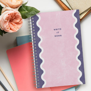 Cahier à spirale lignes ondulées rose violet