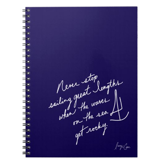 Cahier à spirale manuscrit Ne jamais cesser de nav (Devant)