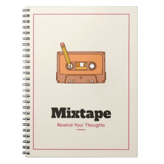 Cahier à spirale mixtape cassette rétro