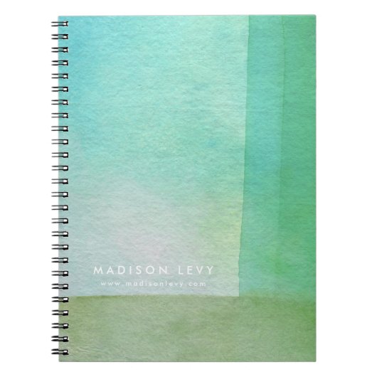Cahier à spirale moderne avec lignes vertes aquare (Devant)