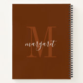 Cahier à spirale moderne marron et blanc avec mono (Dos)