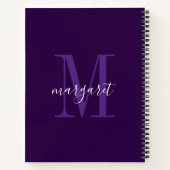 Cahier à spirale moderne violet et blanc avec mono (Dos)