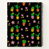 Cahier à spirale monogrammé Kawaii Cactus noir (Dos)