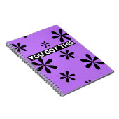 Cahier à spirale motif citation violet et noir (Côté Droit)