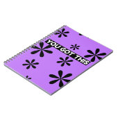Cahier à spirale motif citation violet et noir (Côté gauche)