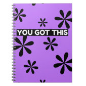 Cahier à spirale motif citation violet et noir (Devant)