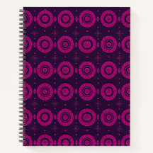 Cahier à spirale motif géométrique cercle magenta