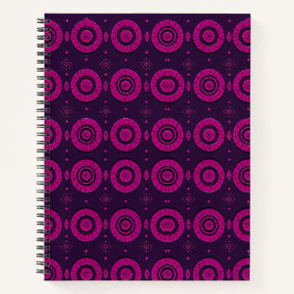 Cahier à spirale motif géométrique cercle magenta