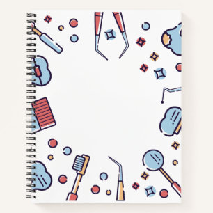 Cahier à spirale motif outils mignons d'hygiéniste