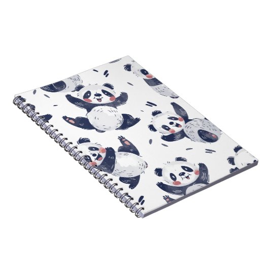Cahier à spirale motif panda dansant mignon (Côté Droit)