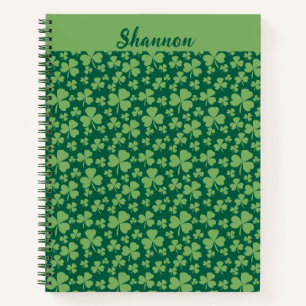 Cahier à spirale motif trèfle chanceux